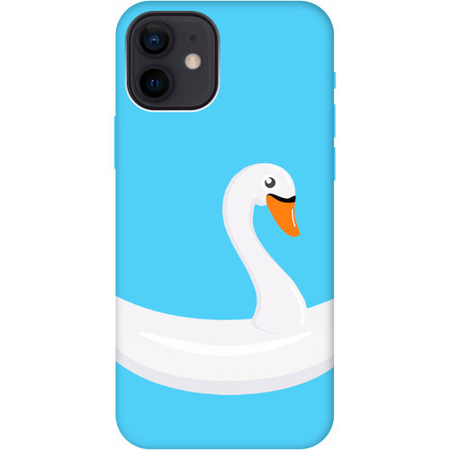 Силиконовый чехол на Apple iPhone 12 / 12 Pro / Эпл Айфон 12 / 12 Про с рисунком Swan Swim Ring Soft Touch голубой чехол книжка на apple iphone 12 12 pro эпл айфон 12 12 про с рисунком swan swim ring золотистый