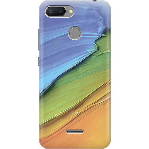 Силиконовый чехол на Xiaomi Redmi 6, Сяоми Редми 6 с принтом "Желто-синие ткани" голубой, оранжевый