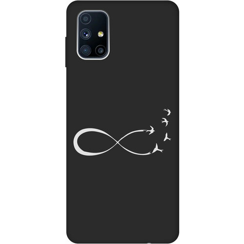 Матовый Soft Touch силиконовый чехол на Samsung Galaxy M51, Самсунг М51 с 3D принтом Infinity W черный матовый soft touch силиконовый чехол на samsung galaxy m51 самсунг м51 с 3d принтом couple lines w черный