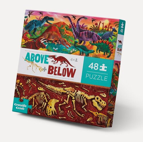Изображение товара Пазл Crocodile Creek Динозавры серии ABOVE & BELOW PUZZLE, 48 деталей, 76004