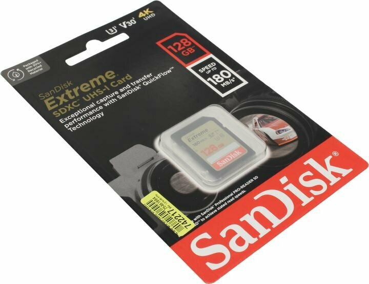 Карта памяти 128Gb SanDisk Extreme SDXC Class 10 UHS-I U3 V30 (180/90 MB/s) - фото №3