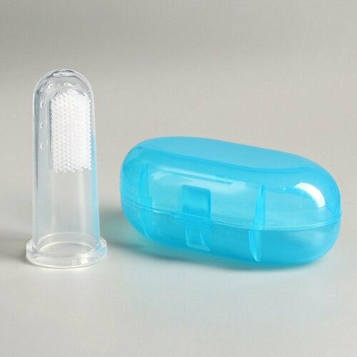 Щётка для чистки зубов животных, 5,5 х 2,5 см, голубой контейнер 7 х 4 см (комплект из 20 шт)