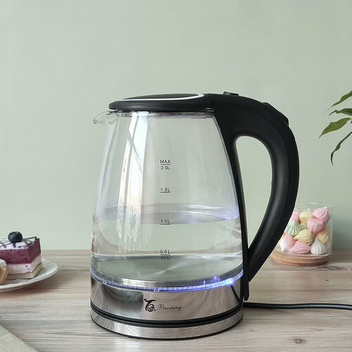 Чайник стеклянный электрический 2л с подсветкой черный Baizheng 1514₽