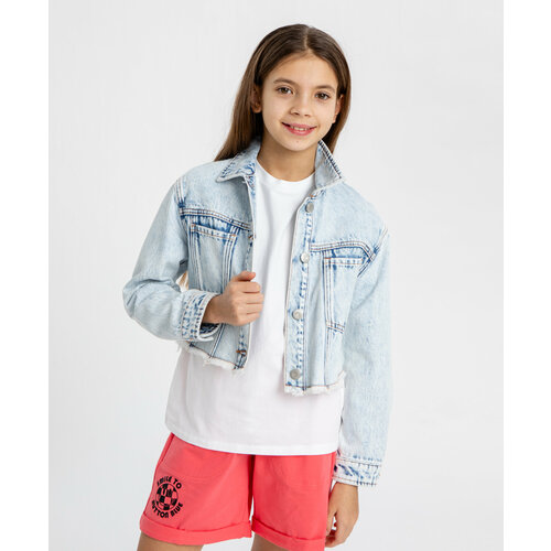 фото Джинсовая куртка button blue, размер 158, голубой
