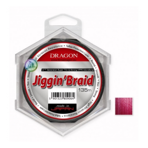 Dragon, Шнур Jiggin Braid, 135м, 0.25мм, 25.20кг, красный
