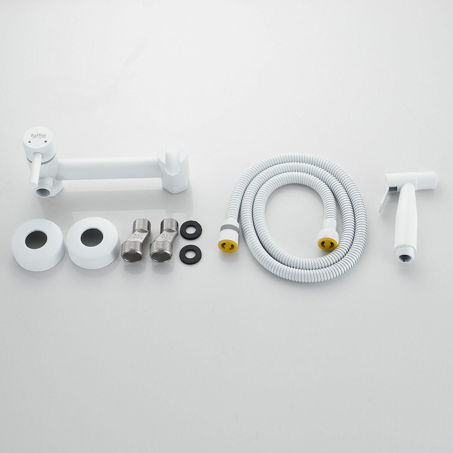 F207C Смеситель с гигиеническим душем из нержавейки, белый — фото 1