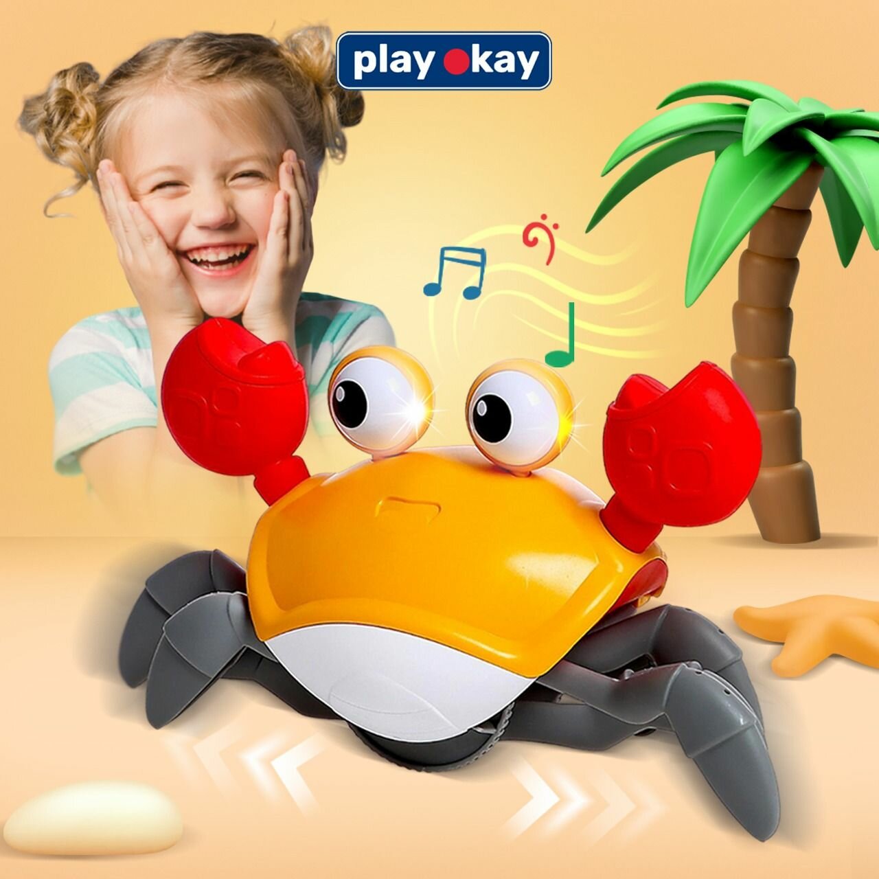 Интерактивная музыкальная игрушка Краб бегающий Крабик сенсорный танцующий