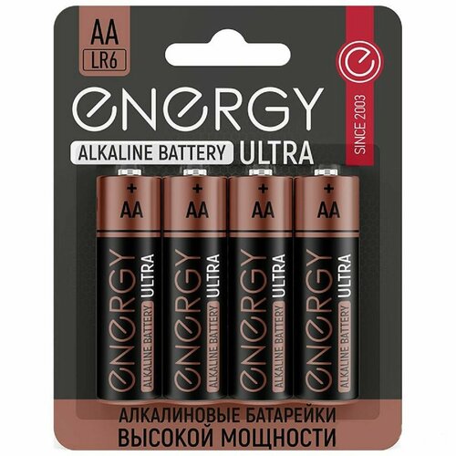 Батарейка алкалиновая Energy Ultra LR6/4B (АА) energy батарейка алкалиновая energy ultra lr03b 4 шт 6 упаковок