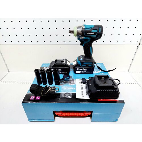 Аккумуляторный ударный гайковерт Magida 400Hm 21В 4Ач кейс набор головок 772000₽