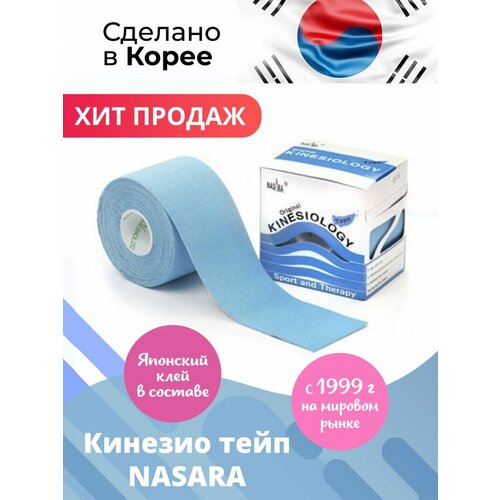 Кинезио тейп NASARA 5см*5м голубой