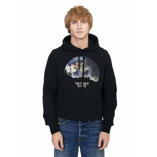 Худи DIESEL S-Ginn-Welt-Hood, размер XL, черный худи diesel s ginn welt hood размер xl черный