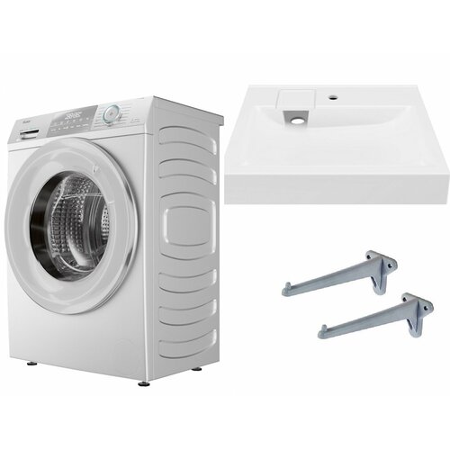 Стиральная машина с паром Haier HW60-BP10929B с раковиной Сиена 50 над стиральной машиной 5100000₽
