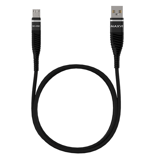 Кабель MAXVI MC- 05M, micro USB-USB, 2A, 1m, Black
