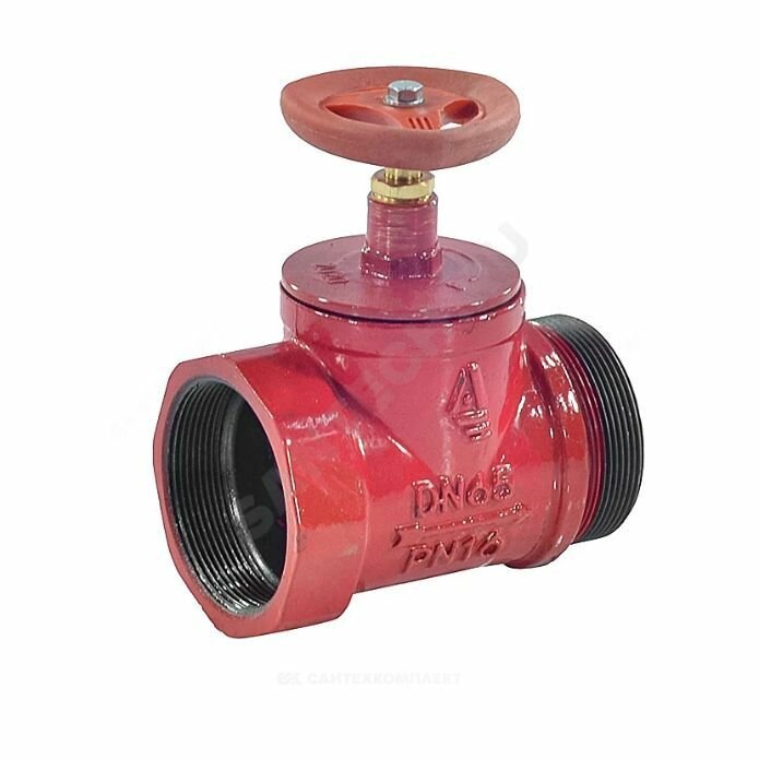 фото Клапан пожарный чугун прямой кпчп 65-1 Ду 65 1,6 МПа муфта-цапка Апогей