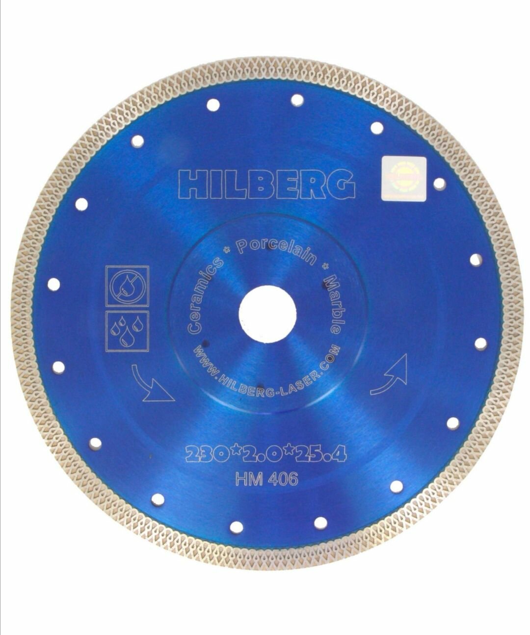 Диск алмазный по керамограниту Hilberg 230 x 25.4 (22.23) x 2 ультратонкий Х-тип  1шт