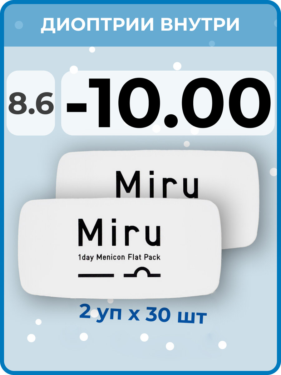 Контактные линзы MIRU 1 Day Menicon Flat Pack (30 линз) R. 8.6 -10.00, 2 упаковки