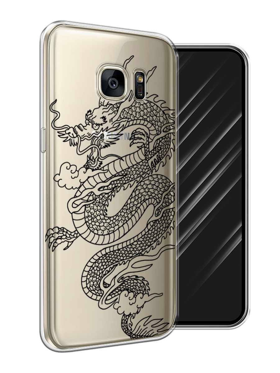 Силиконовый чехол на Samsung Galaxy S7 / Самсунг Галакси S7 "Большой китайский дракон", прозрачный