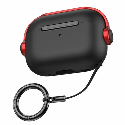 Чехол для AirPods Pro 2 / Новый дизайн, силиконовый чехол для Аирподс Про 2, Цвет: Черный + красный черный, красный