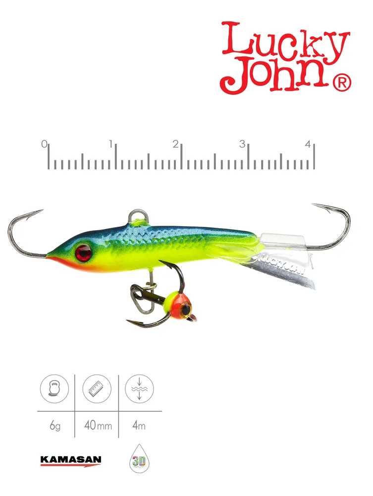 Балансир Lucky John Classic №4 29 с тройником длина 40 мм вес 6 г — фото 1