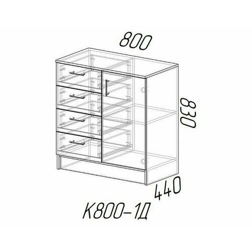 Комод К800-1Д (Венге / лоредо)