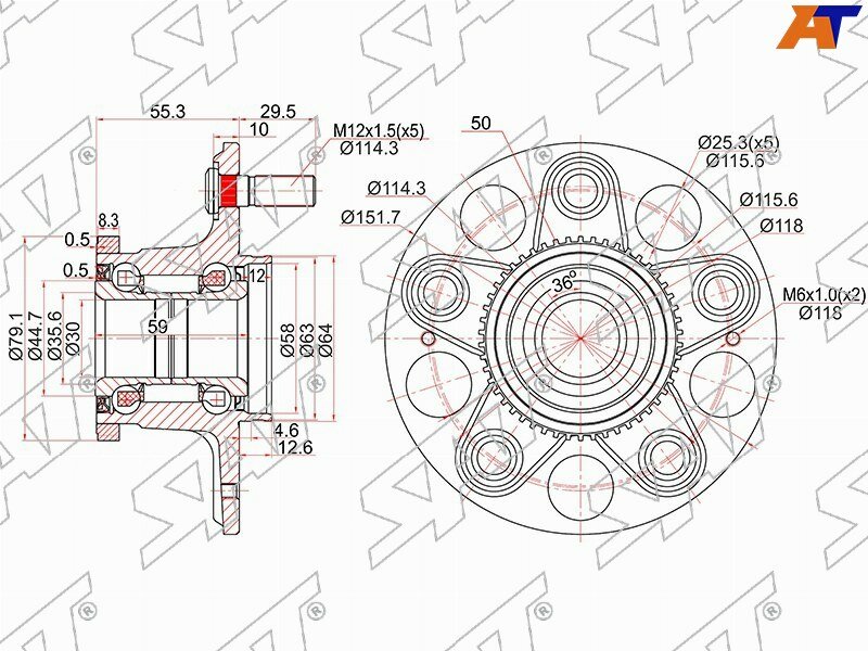 Ступичный узел Honda Accord 97-03 / Civic 00-06 (ABS / Справа=Слева / Сзади / диск)