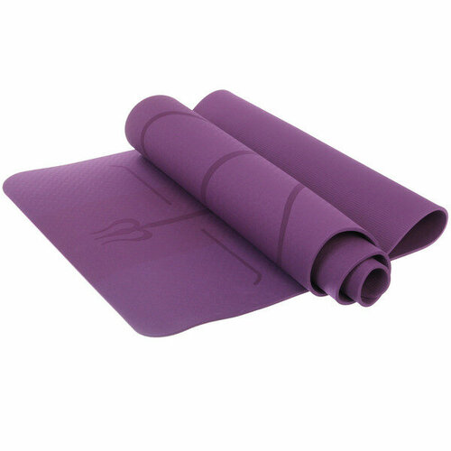 Коврик для йоги 6 мм 183*61 см «Шамбола» с лазерной гравировкой (ТРЕ), фиолетовый коврик для йоги мандала 183 61 06 см тре розовый