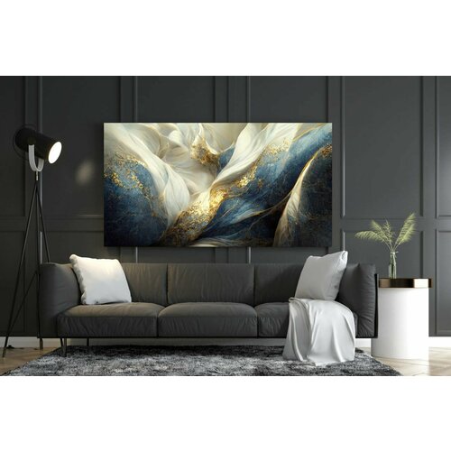 Интерьерная картина на натуральном холсте - Абстракция. Золотые брызги, 50 х 75 см.