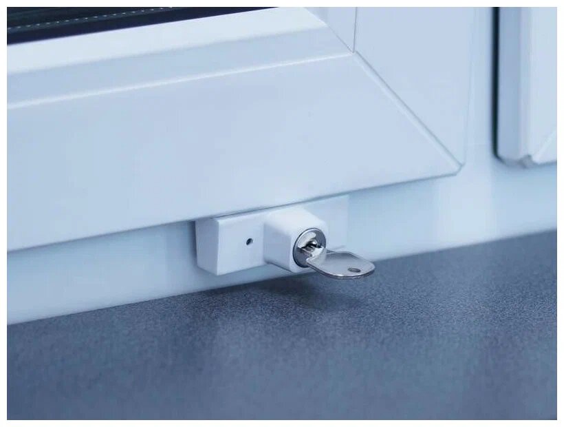 Замок детский BSL, для пластиковых окон, металлический, накладной, белый — фото 1