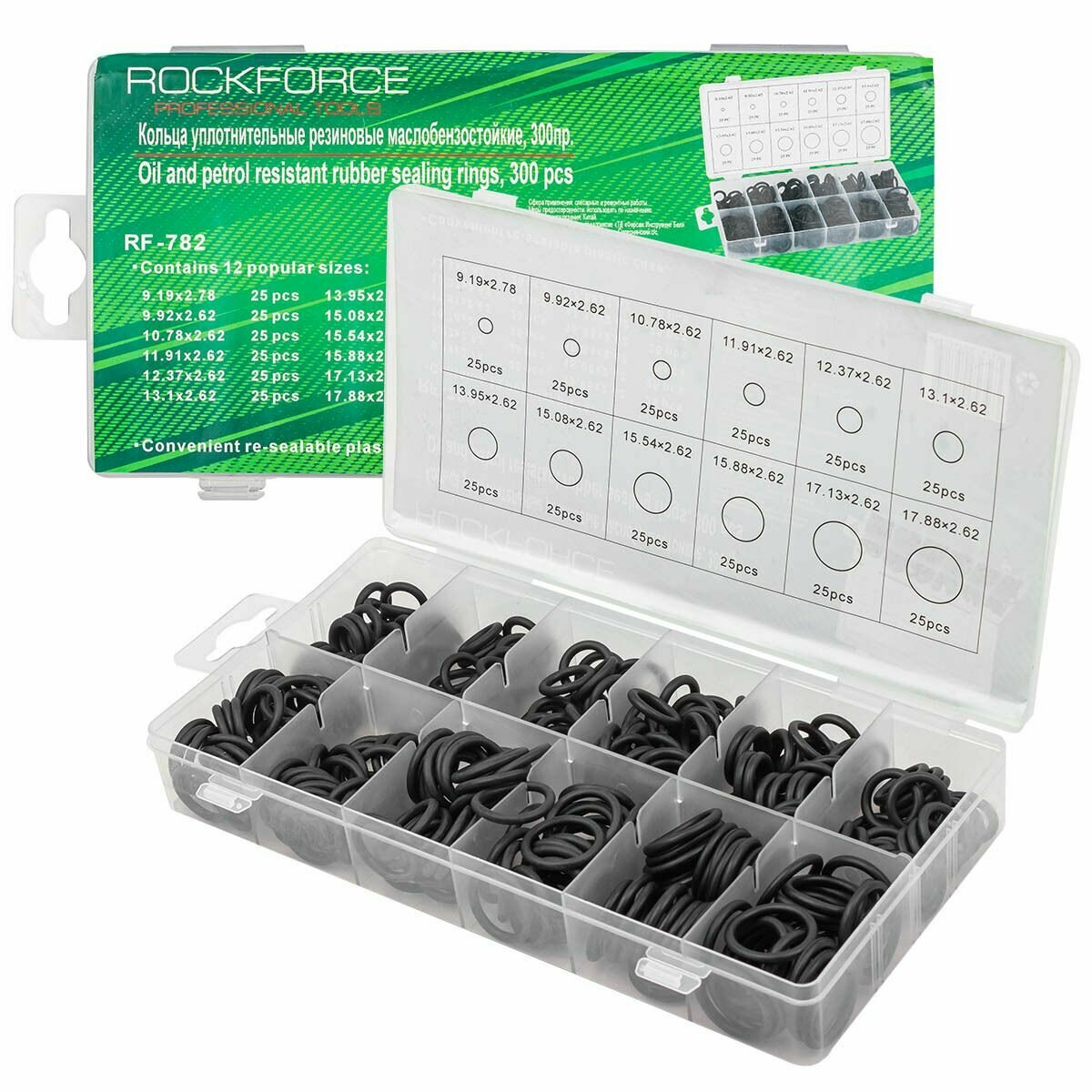 фото Кольца уплотнительные резиновые маслобензостойкие, 300пр. Rock FORCE RF-782