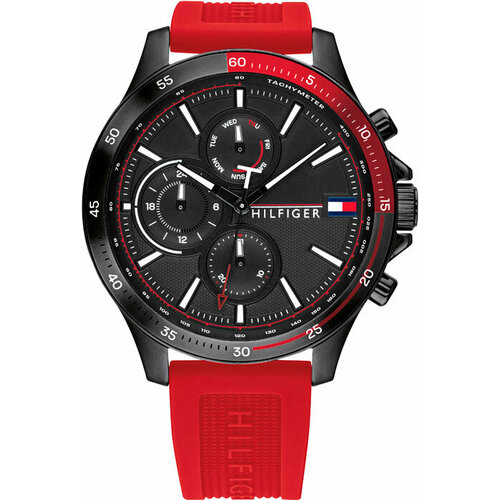 фото Наручные часы tommy hilfiger, черный, красный