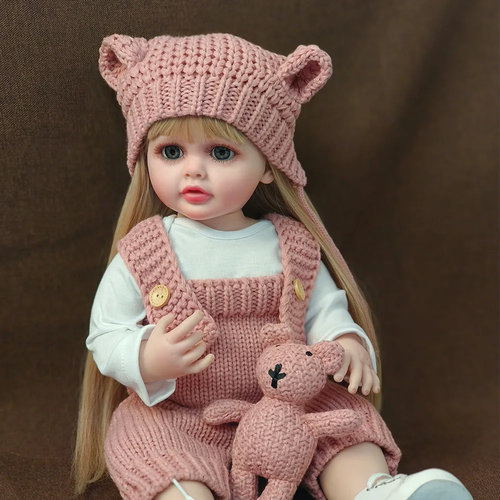 Кукла Реборн девочка Мишель светлые (силиконовая) 55см/ Реалистичная кукла