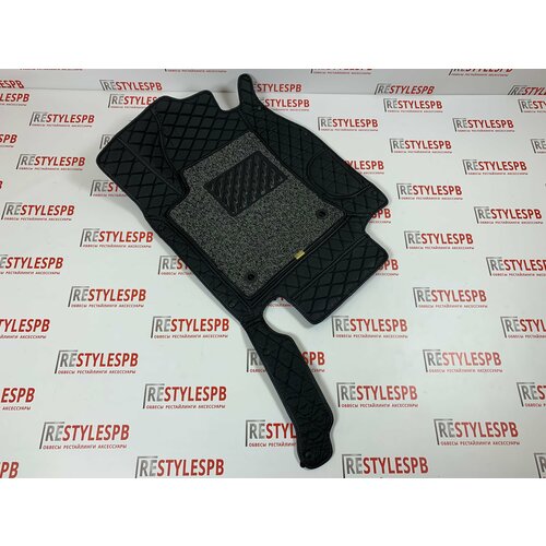 Ковры салона 3D Lexus NX200 Левый руль Черные с черной строчкой ( 003 )