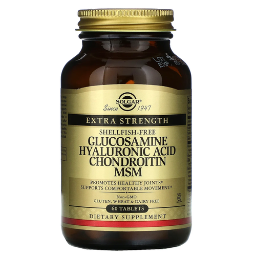 фото Solgar glucosamine hyaluronic acid chondroitin msm (глюкозами гиалуроновая кислота хондроитин мсм) 60 таблеток