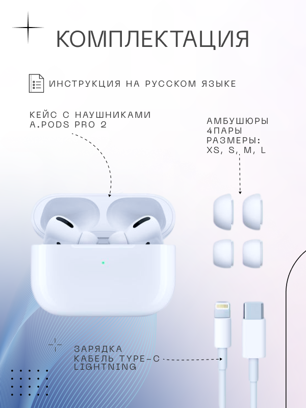 Наушники беспроводные с шумоподавлением A Pods Pro 2