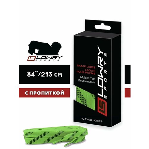 Шнурки хоккейные Lowry Sports стандартные цветные с пропиткой 84'/213cm (зеленые)