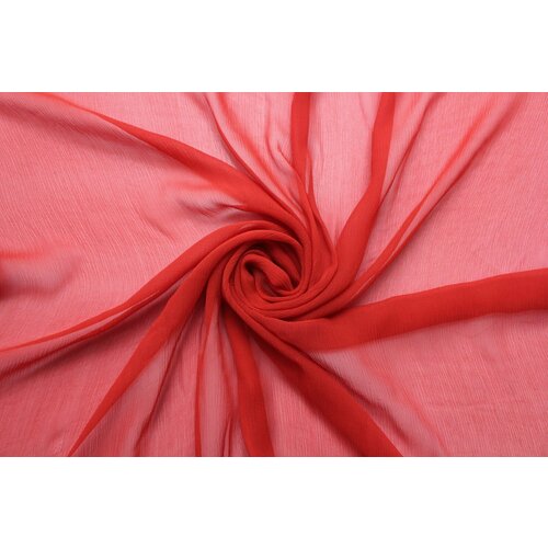 Ткань Шелковый шифон-креш красновато-кирпичного цвета, ш125см, 0,5 м ткань шелковый шифон песочного цвета