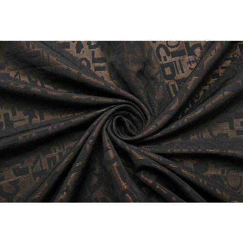 Ткань Жаккард-перламутр костюмный бронзово-чёрные буквы, ш146см, 0,5 м