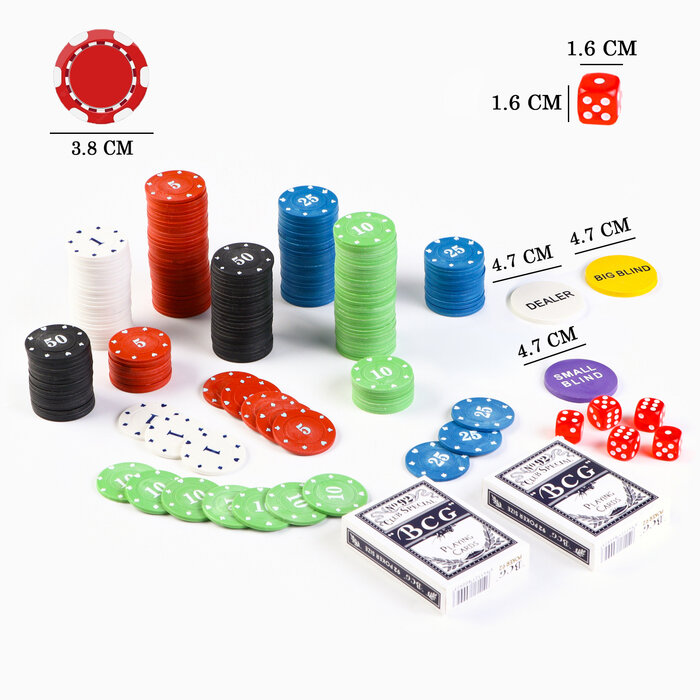 Время игры Покер "Время игры", набор для игры (300 фишек, 2 колоды карт, 5 кубиков)