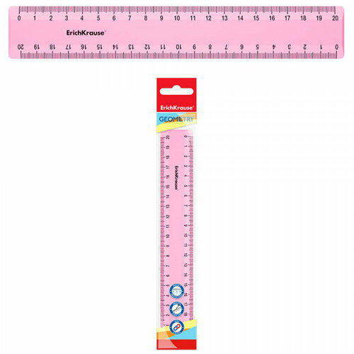 Линейка 20см пластиковая ЕК Pastel, розовая арт.49543. Количество в наборе 20 шт. розовая 713 м ст fj светло розовая двойная со стразами