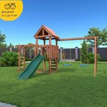 Детская деревянная игровая площадка для улицы дачи CustWood Junior Color JC3 с деревянной крышей - изображение