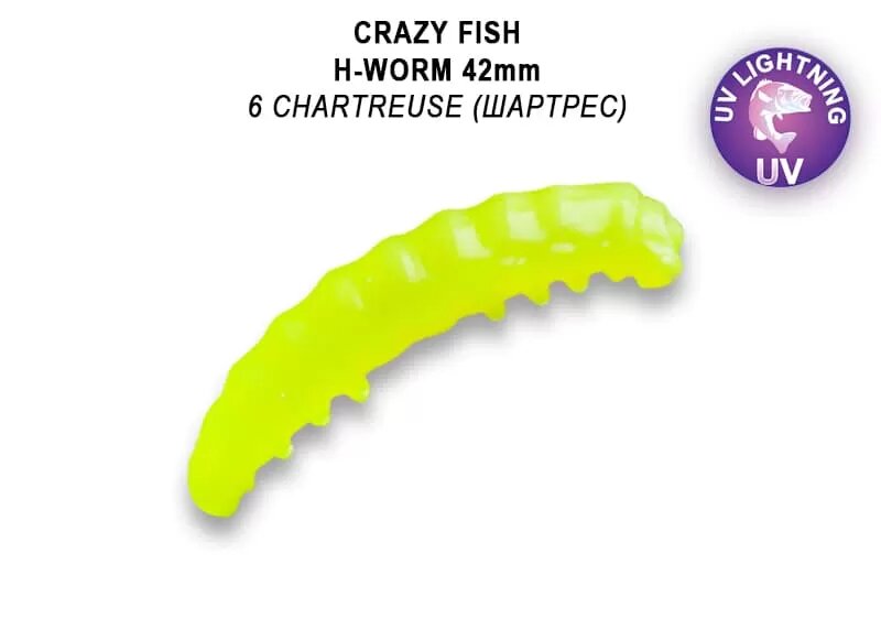 Силиконовая приманка мягкая съедобная Crazy Fish MF H-Worm 1.65" 42 мм 64-42-6-7-EF 10 шт.