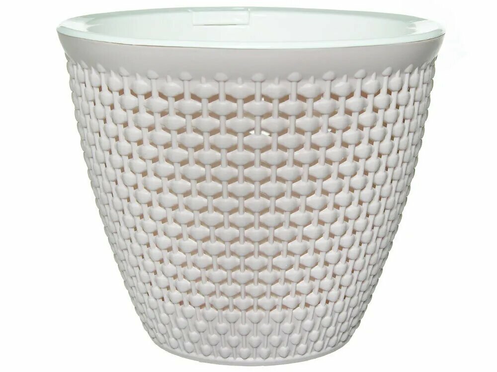фото Кашпо 1,6л, "Ротанг" BMC, цвет белый/белый