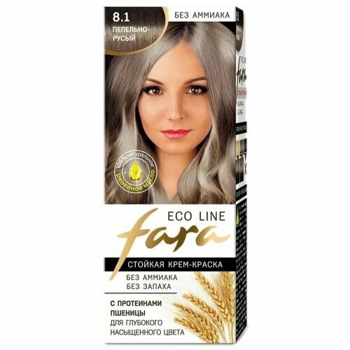 FARA Eco Line Green 8.1 пепельно-русый , 3уп. крем краска для волос fara classic 528 пепельно русый