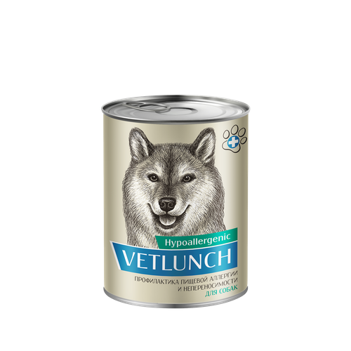 Влажный корм для собак Vetlunch Hypoallergenic профилактика пищевой аллергии и непереносимости консервы 6шт. * 340гр.