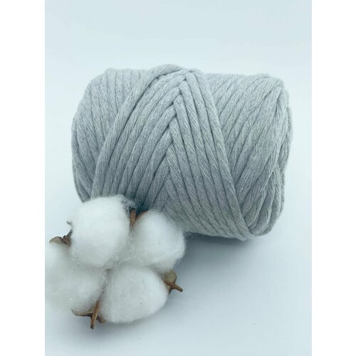 Шнур для макраме 80% хлопок 50м/ 4мм/ светло-серый