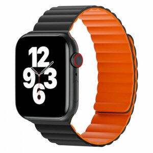 Магнитный силиконовый ремешок для часов WiWU Wi-WB001 на iWatch 1-8/SE 42/44/45/49mm, черный+оранжевый