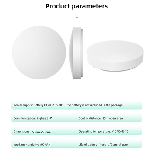 Умная круглая кнопка Zigbee от Tuya/SmartLife умная круглая кнопка zigbee от tuya smartlife