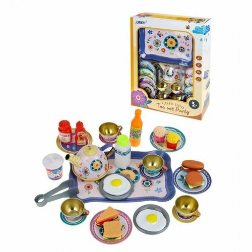 Набор посуды Чаепитие разноцветный (14 предметов, металл, в коробке) (31х9х41 см) ( Арт. 2195750) ролевые игры guclutoys набор посуды 14 предметов