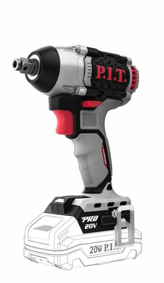 фото Гайковерт ударный бесщеточный аккумуляторный P.I.T. PIW20H-300B SOLO
