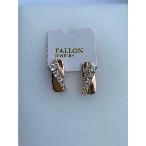 Серьги FJ Fallon Jewelry, фианит, золотой